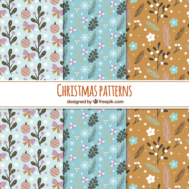 Set de patrones retro navideños florales 