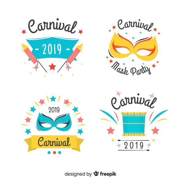 Set pegatinas carnaval dibujados a mano
