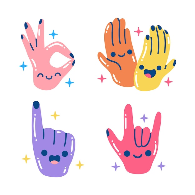 Set de pegatinas coloridas manos deslumbrantes