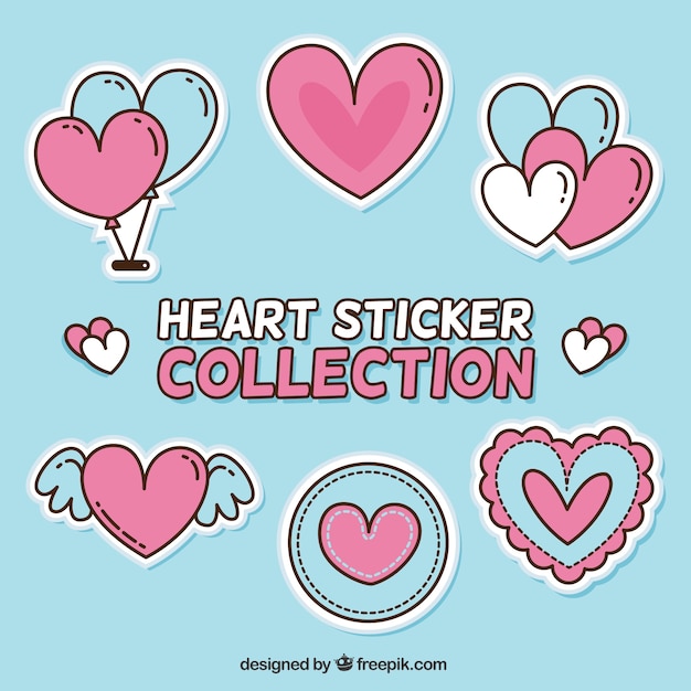 Vector gratuito set de pegatinas con corazones