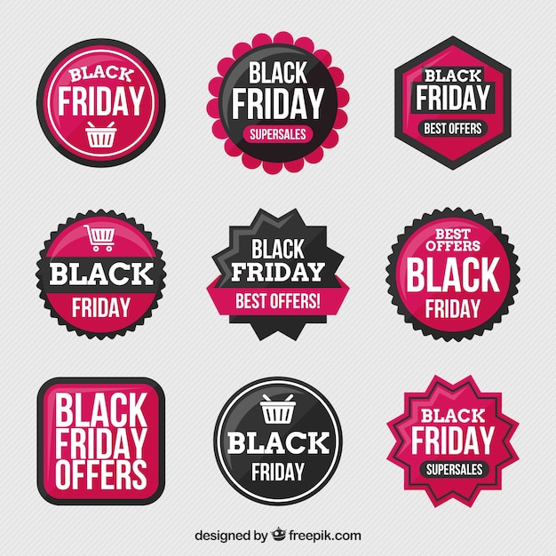 Vector gratuito set de pegatinas creativas de viernes negro