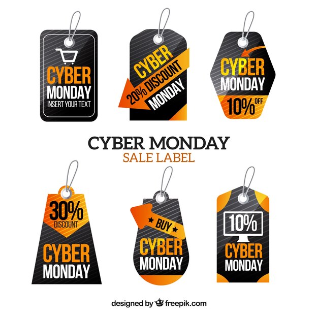 Set de pegatinas de descuentos de cyber monday 
