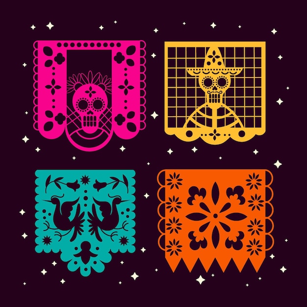 Vector gratuito set de pegatinas dia de muertos