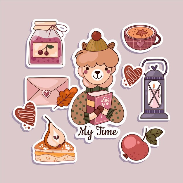 Set de pegatinas de diseño plano Hygge