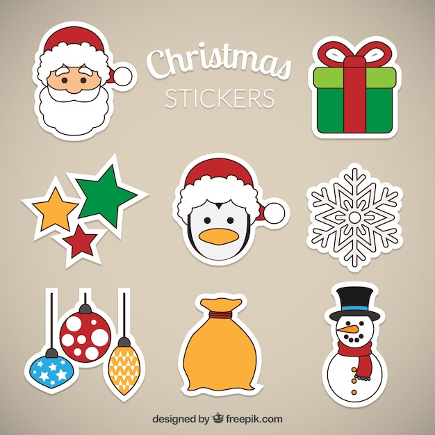 Vector gratuito set de pegatinas de elementos navideños