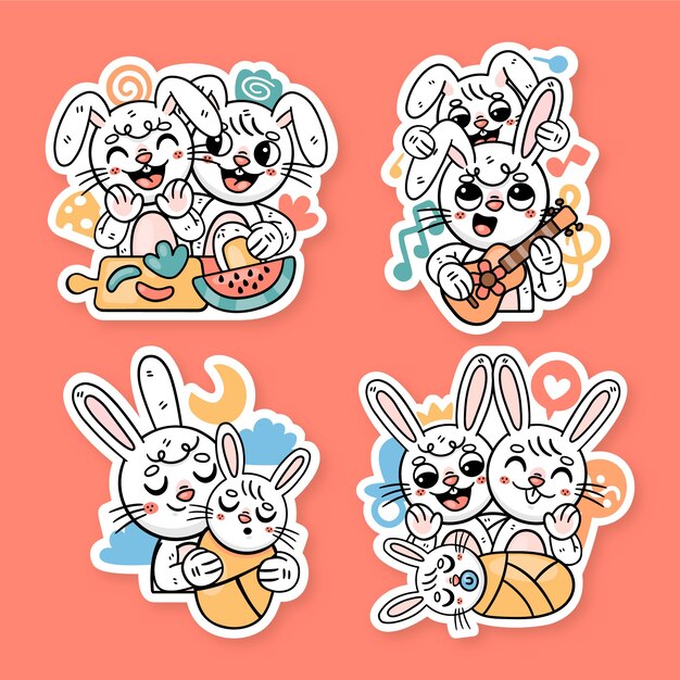 Set de pegatinas de la familia Ronnie el conejito