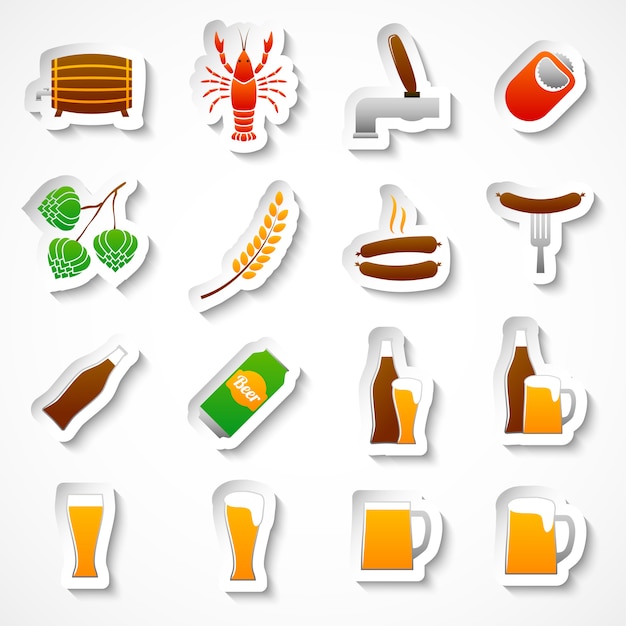 Vector gratuito set de pegatinas fiesta alcohol cerveza