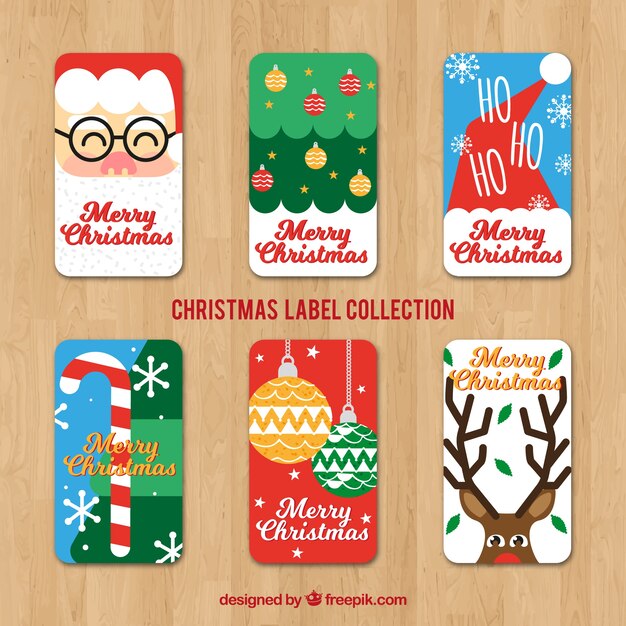 Set de pegatinas de navidad en diseño plano 