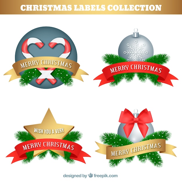 Vector gratuito set de pegatinas navideñas decorativas