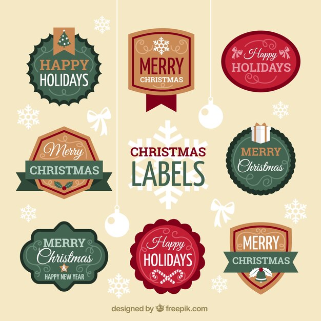 Set de pegatinas ornamentales con mensajes navideños 