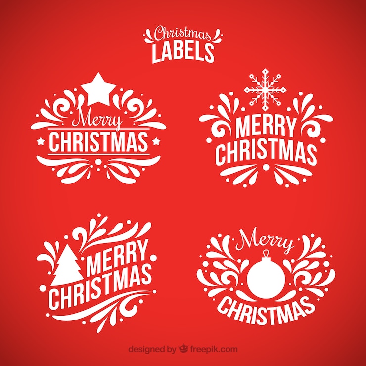 Vector gratuito set de pegatinas ornamentales de navidad