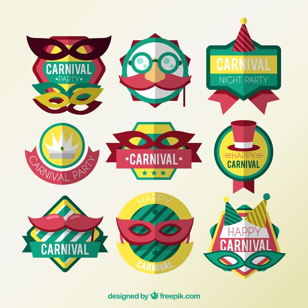 Set de pegatinas planas de carnaval 