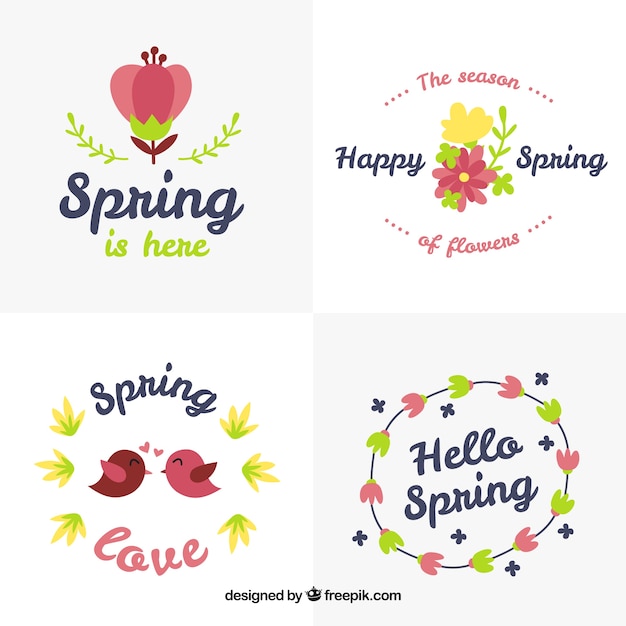 Vector gratuito set de pegatinas de primavera decorativas