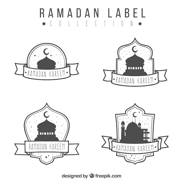 Vector gratuito set de pegatinas de ramadan kareem dibujadas a mano