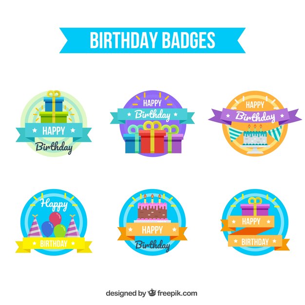 Set de pegatinas redondas de cumpleaños 