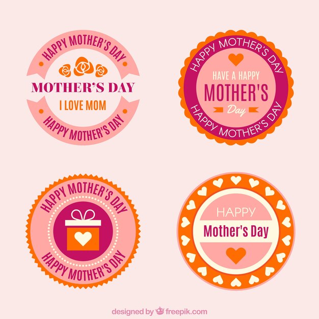 Set de pegatinas redondas del día de la madre 