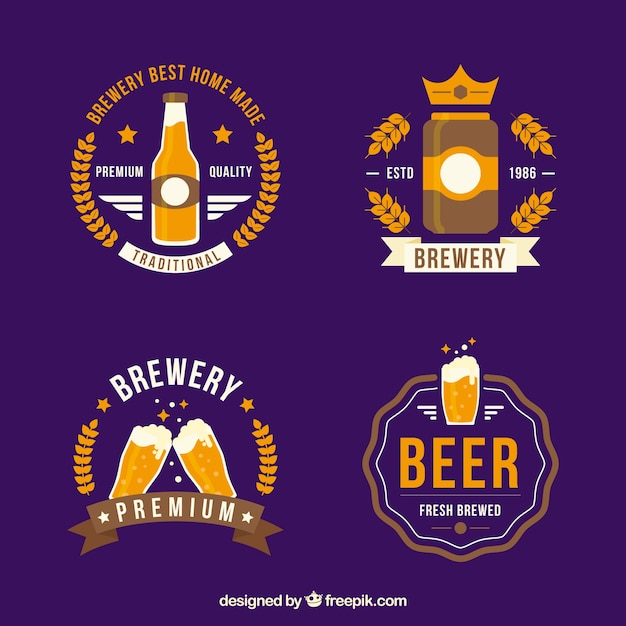 Vector gratuito set de pegatinas retro de cerveza