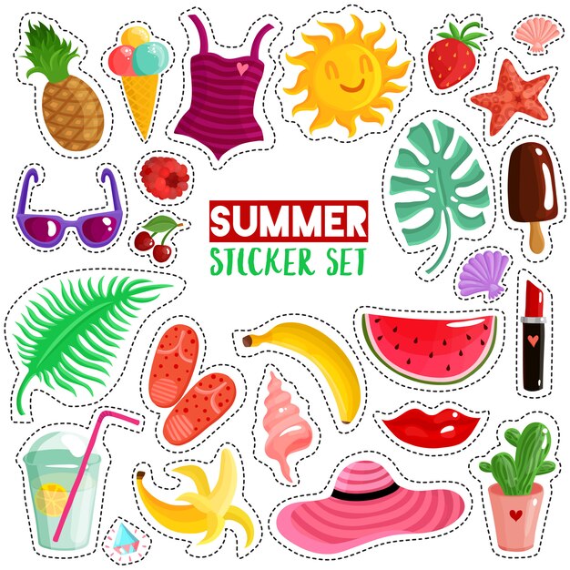 Set de pegatinas de verano