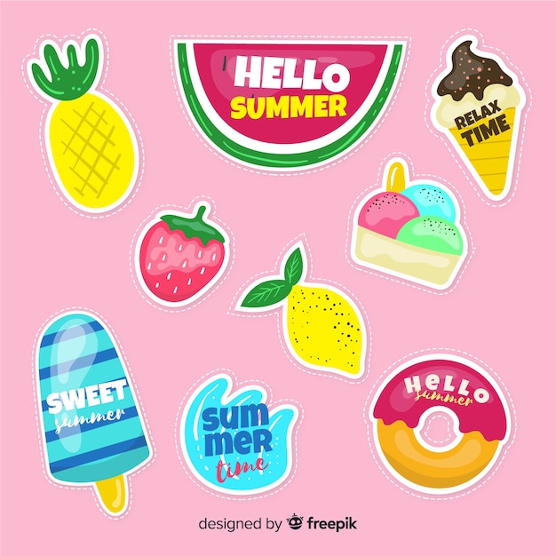 Vector gratuito set de  pegatinas de verano