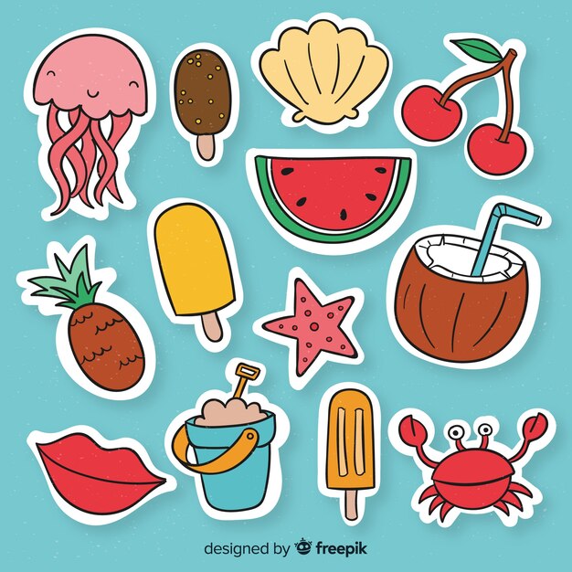Set de  pegatinas de verano