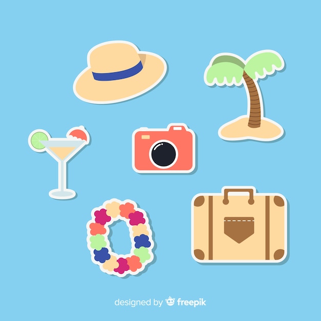 Vector gratuito set de pegatinas de viaje