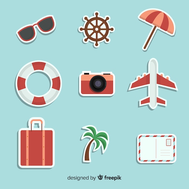 Vector gratuito set de pegatinas de viaje