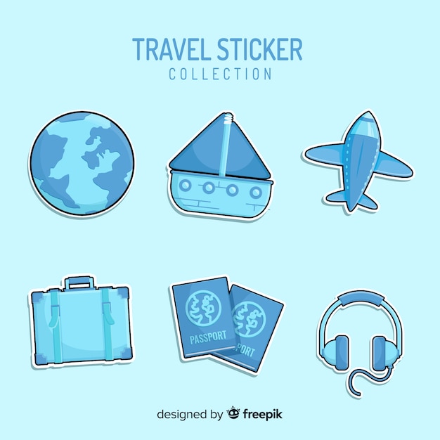 Vector gratuito set de pegatinas de viaje