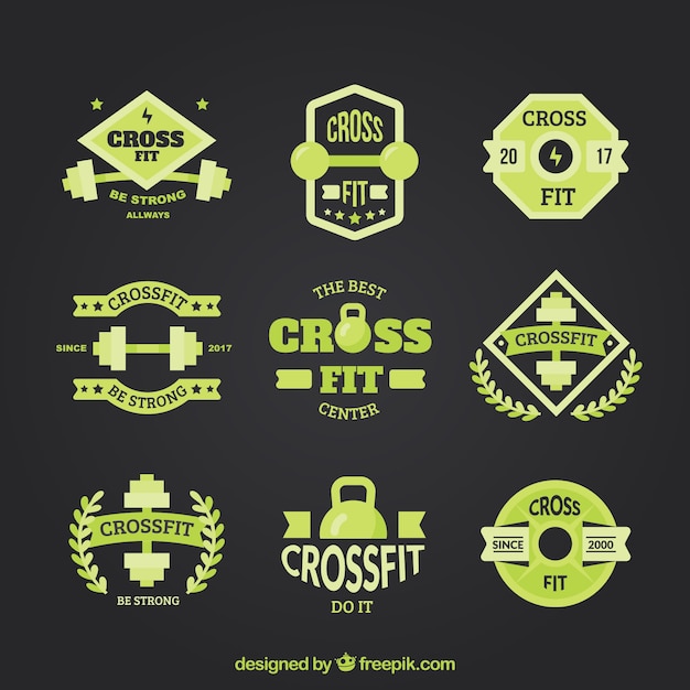 Vector gratuito set de pegatinas vintage de crossfit