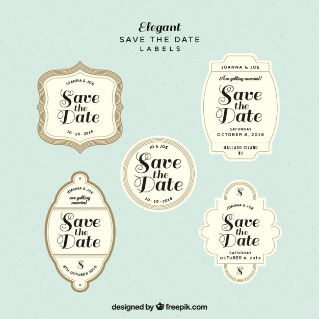 Vector gratuito set de pegatinas vintage elegantes de boda