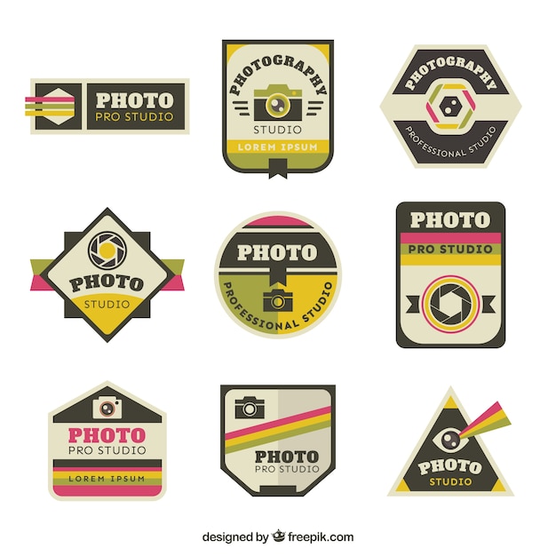 Vector gratuito set de pegatinas vintage de fotografía