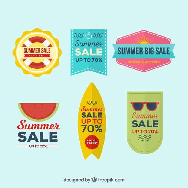 Set de pegatinas vintage de rebajas de verano