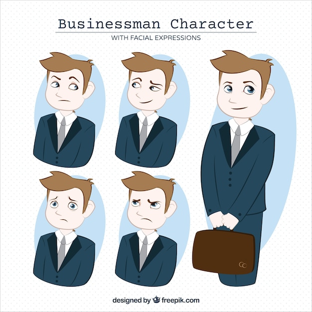 Vector gratuito set de personaje de hombre de negocios