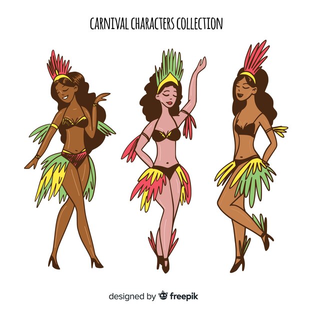 Set de personajes del carnaval brasileño
