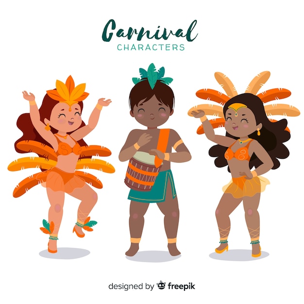 Vector gratuito set de personajes de carnaval