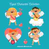 Vector gratuito set de personajes de cupido