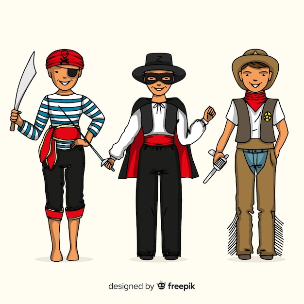 Vector gratuito set personajes disfrazados