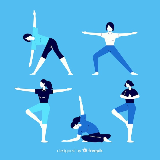 Vector gratuito set de personajes haciendo deporte