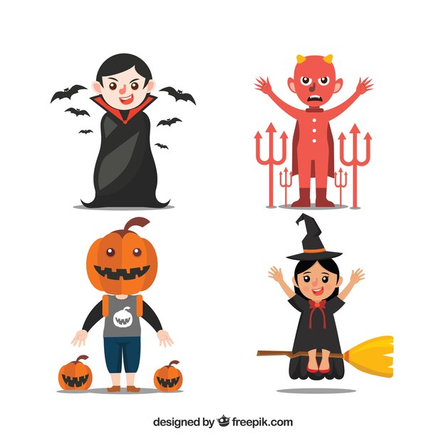 Set de personajes de halloween 