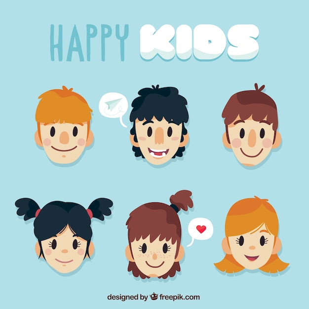 Vector gratuito set de personajes infantiles felices