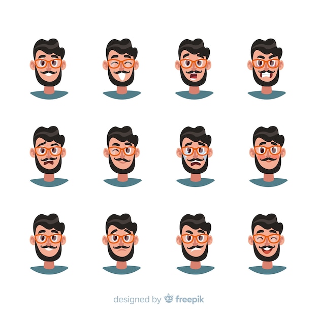 Vector gratuito set de personajes mostrando emociones