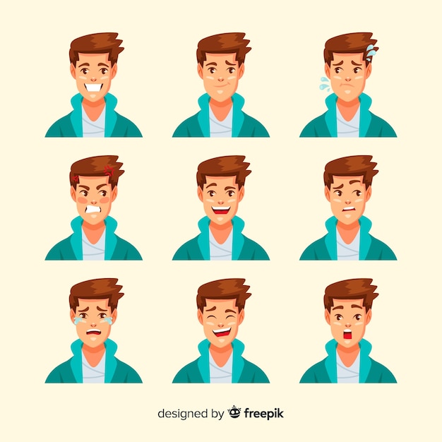 Vector gratuito set de personajes mostrando emociones