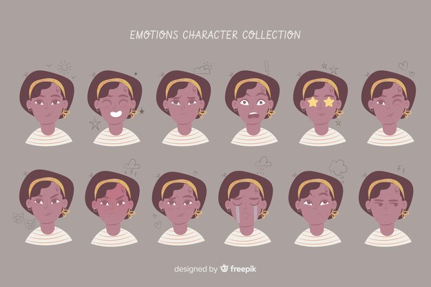 Set de personajes mostrando emociones