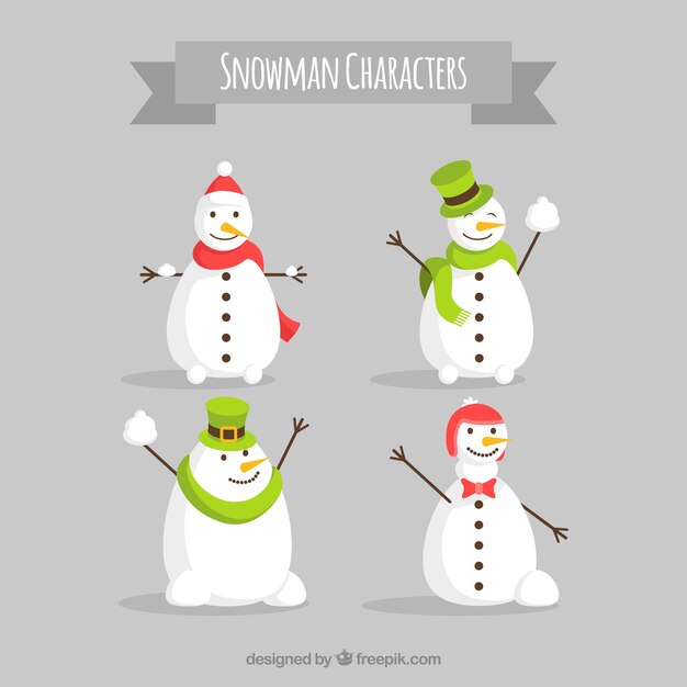 Set de personajes de muñecos de nieve 