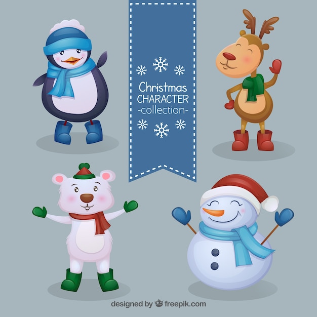 Vector gratuito set de personajes navideños bonitos