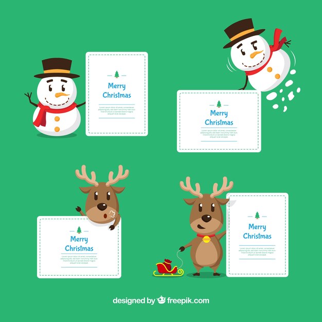 Set de personajes navideños con felicitación 