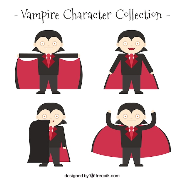 Vector gratuito set de personajes de vampiros