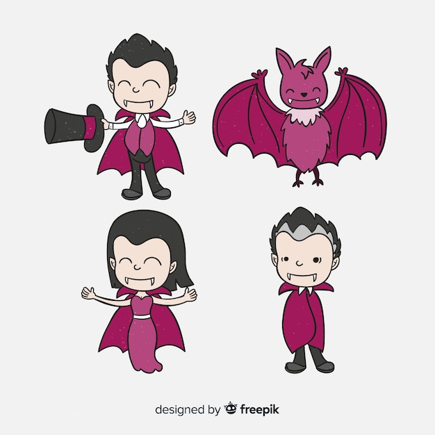 Vector gratuito set de personajes vampiros