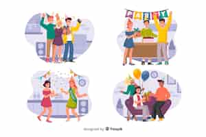 Vector gratuito set de personas celebrando un cumpleaños