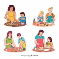 Vector gratuito set de personas en la cocina