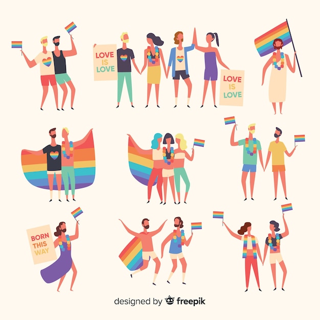 Vector gratuito set de personas dibujadas en el día del orgullo